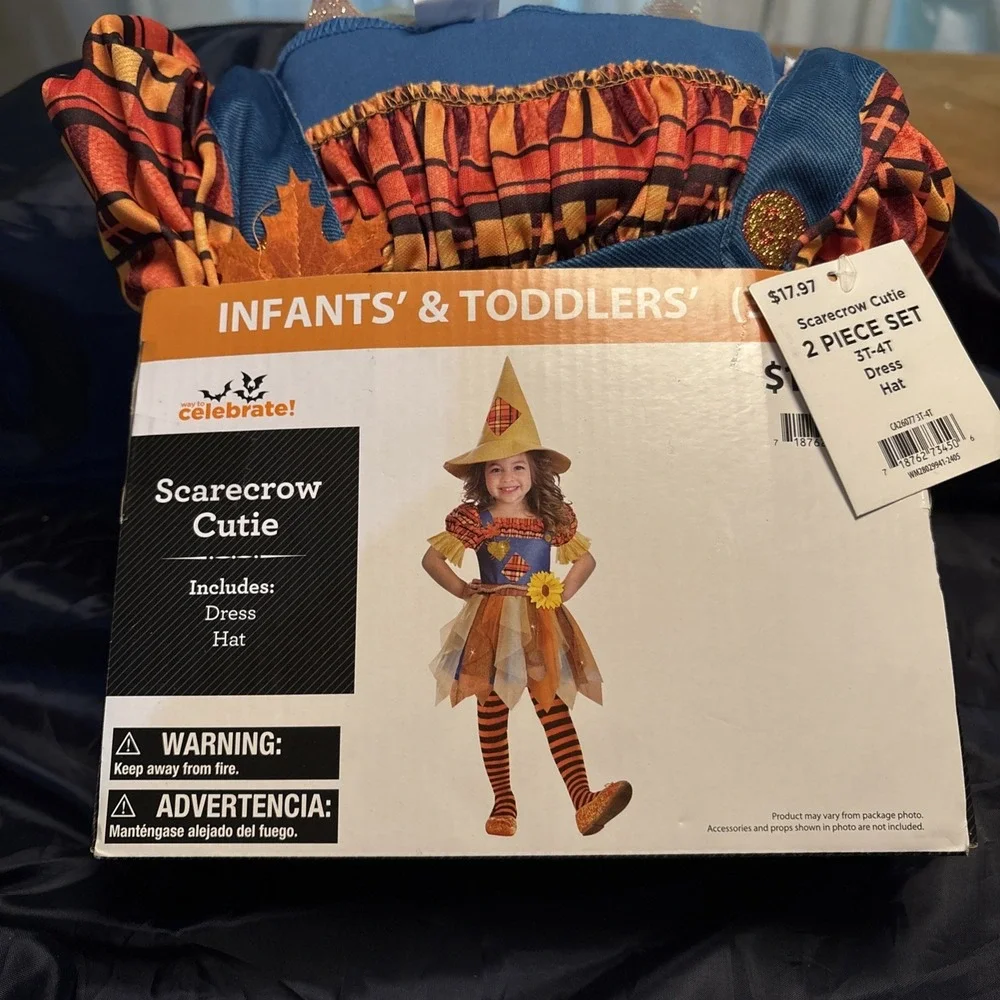 Celebrate Toddler 3T-4T Scarecrow Cutie Complete‎ 2 Piece Halloween Costume
